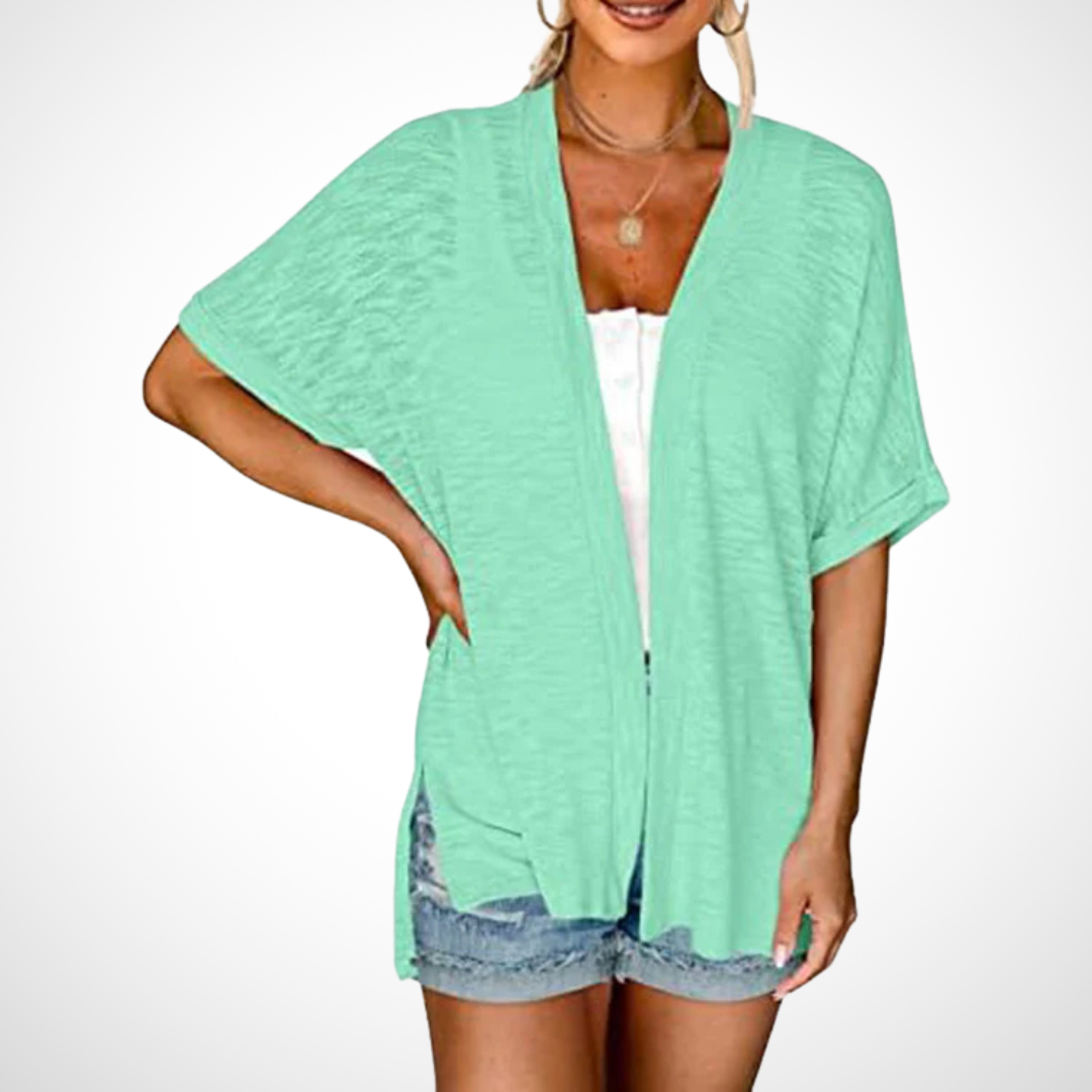 Women's Short Sleeve Cardigan – Jade Green