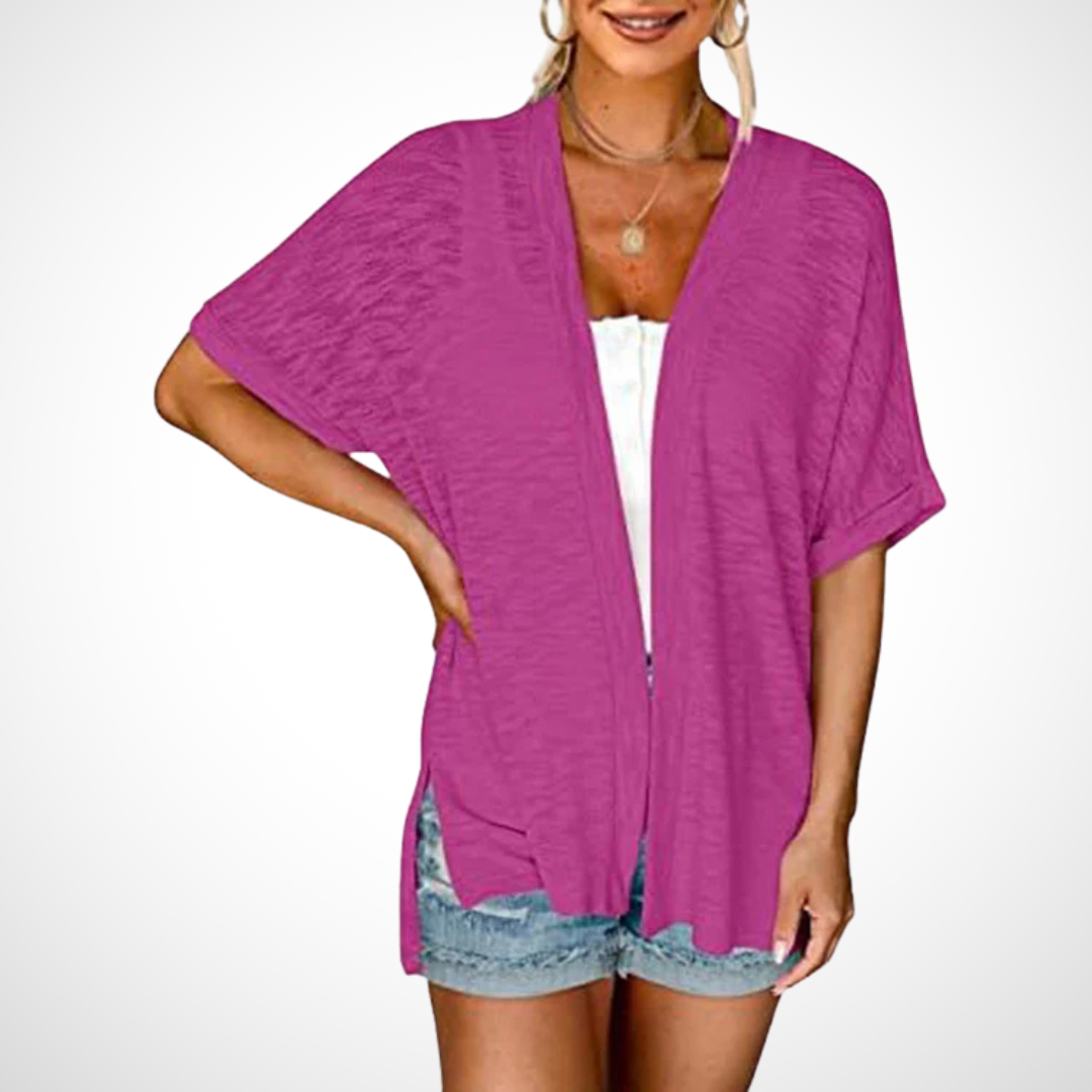 Women's Short Sleeve Cardigan – Rose Red