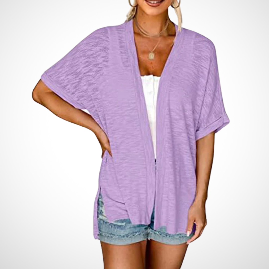 Women's Short Sleeve Cardigan – Lavender Purple