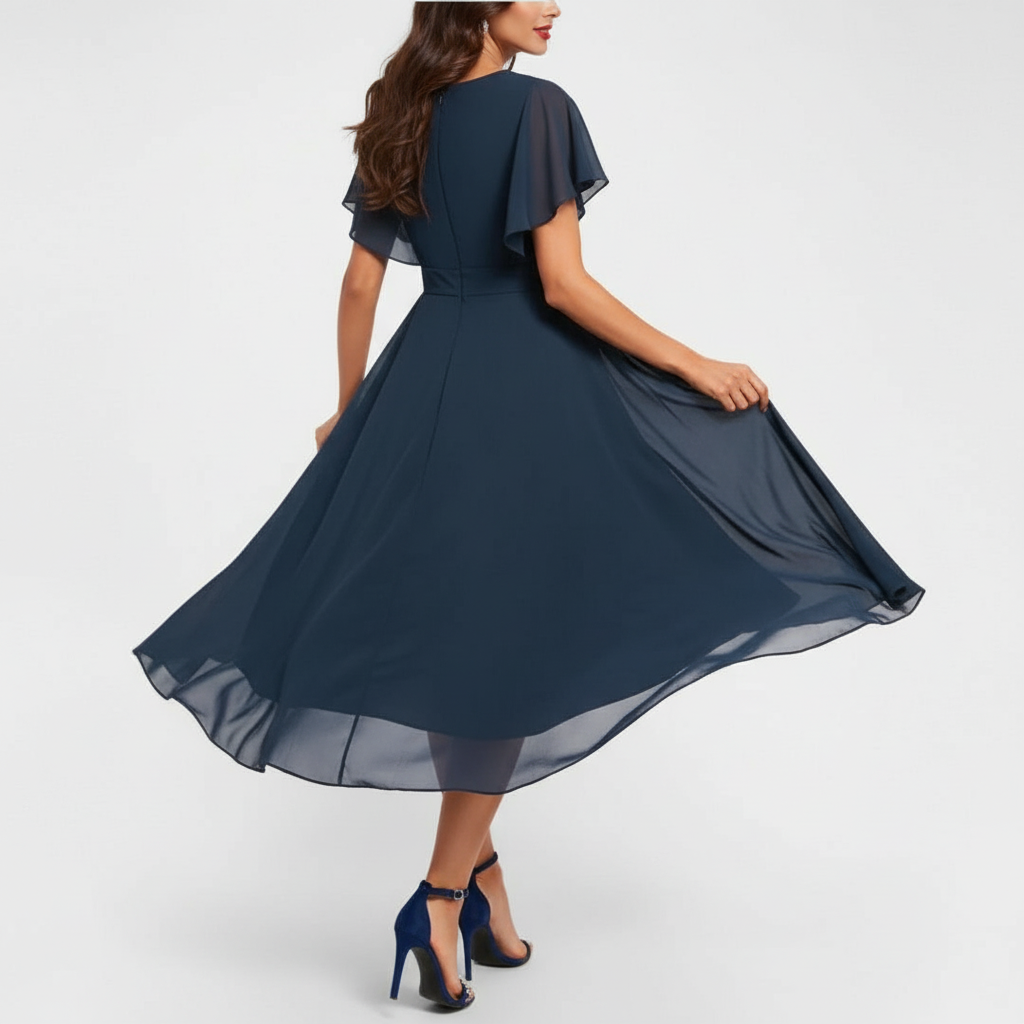 Women's V Neck Midi Dress