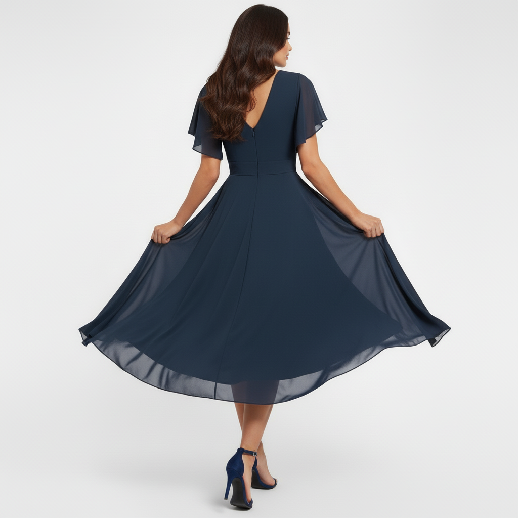 Women's V Neck Midi Dress