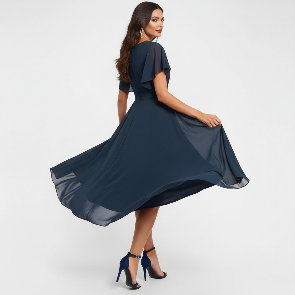 Women's V Neck Midi Dress