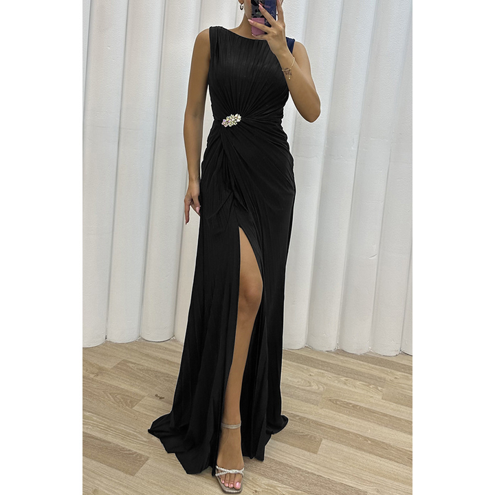 Women's Pleated Maxi Dress – Black