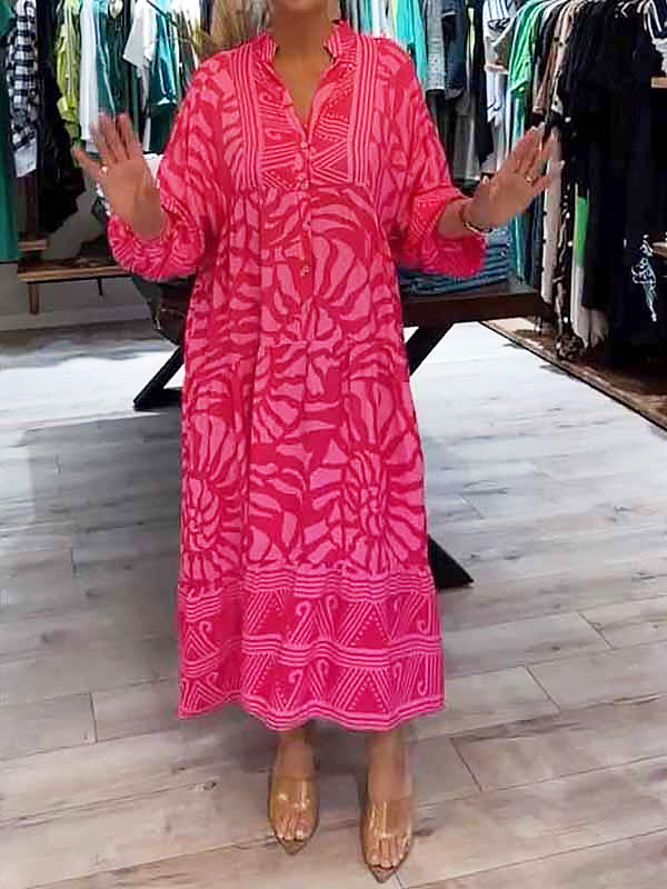 Women's V Neck Maxi Dress – Pink