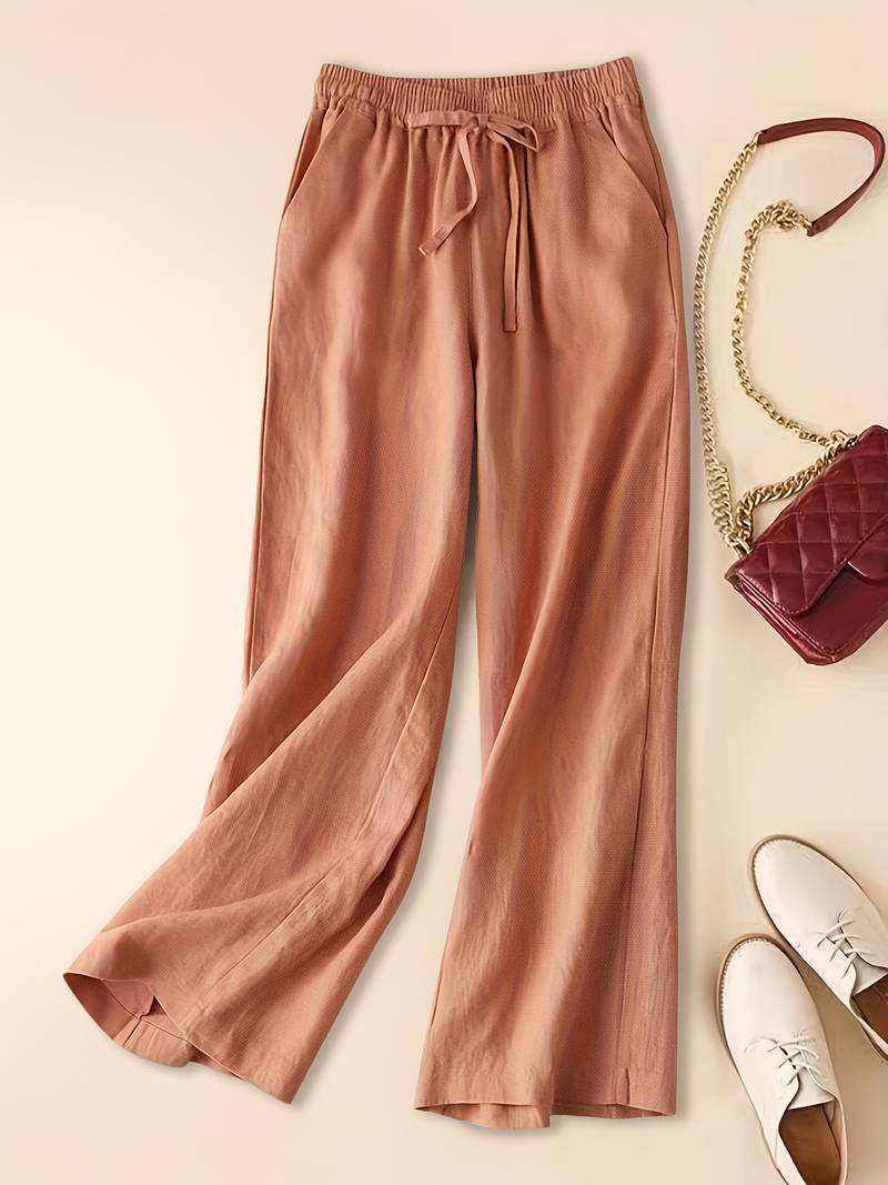 Women's Wide Leg Drawstring Pants – Salmon