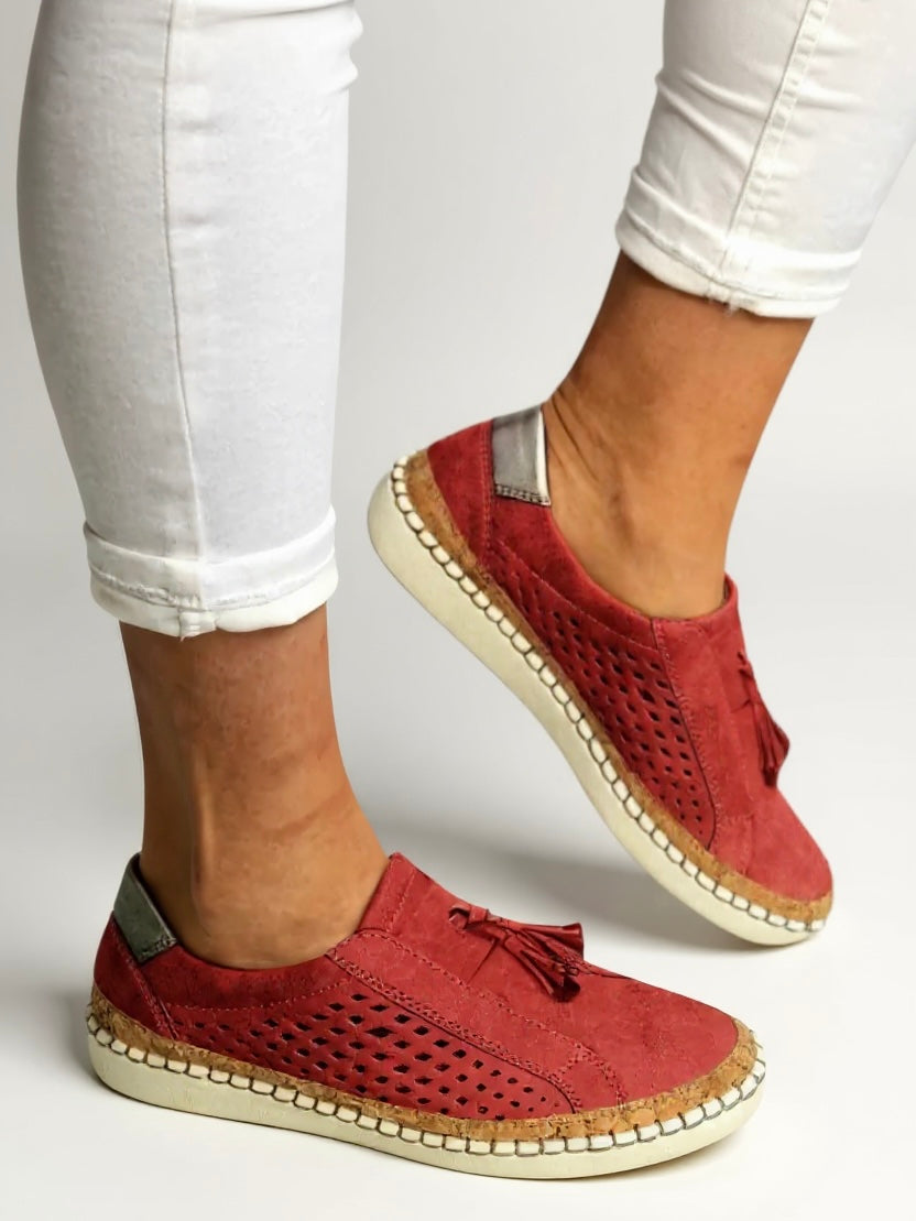 Women's Slip On Loafers – Red