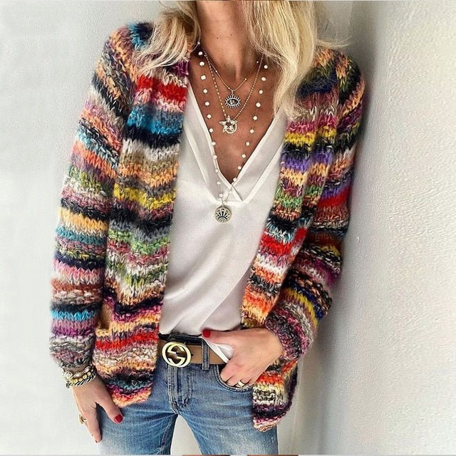 Women's Long Sleeve Cardigan – Red