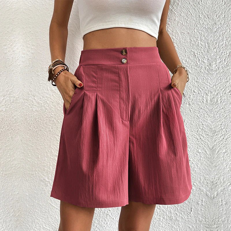Women's High Waist Pleated Shorts – Pink