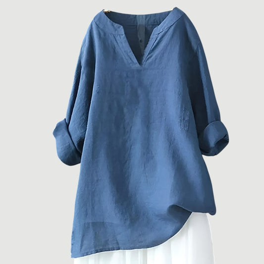 Women's V Neck Blouse – Blue