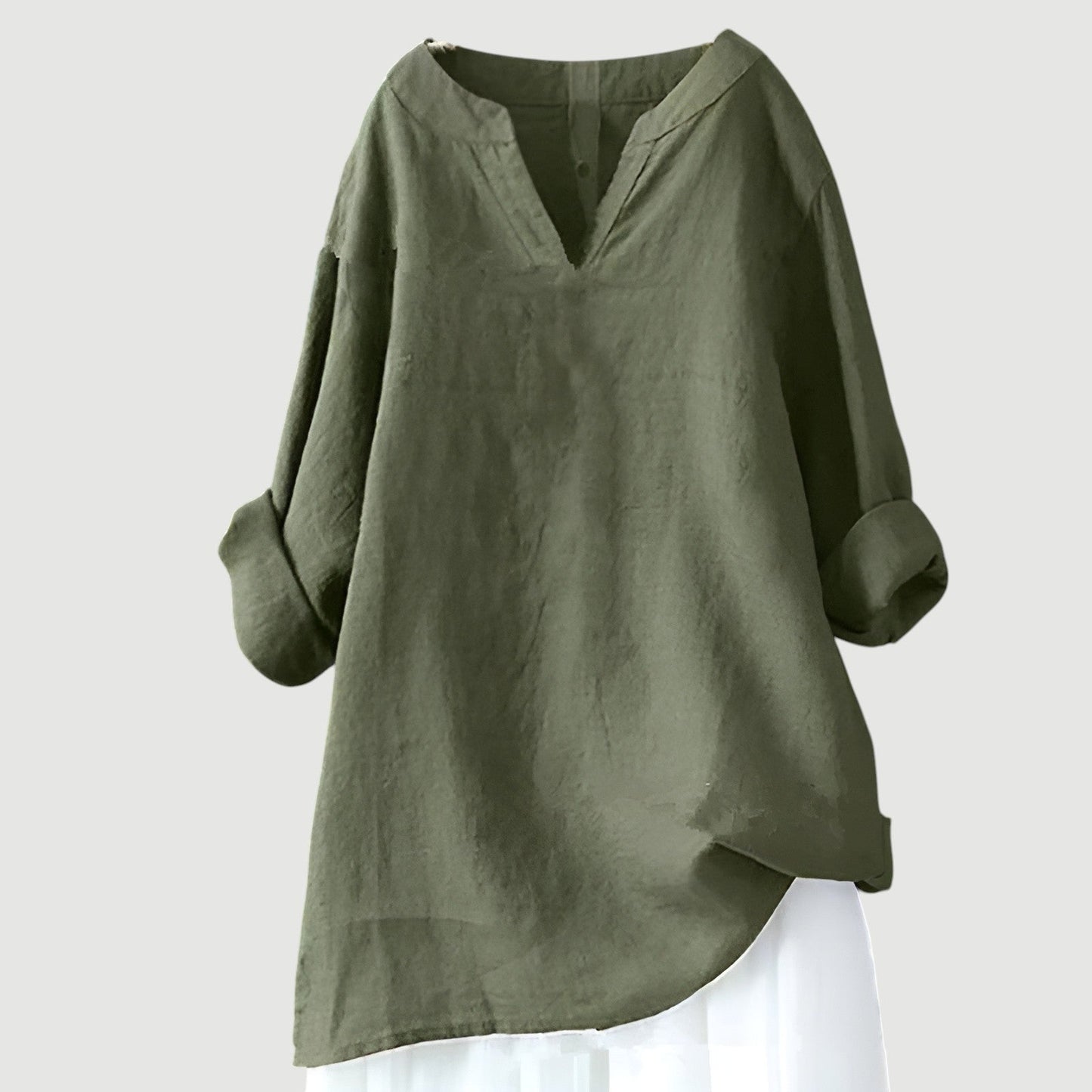 Women's V Neck Blouse – Green