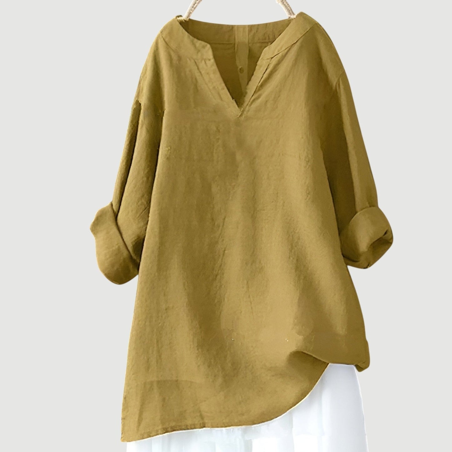 Women's V Neck Blouse – Yellow