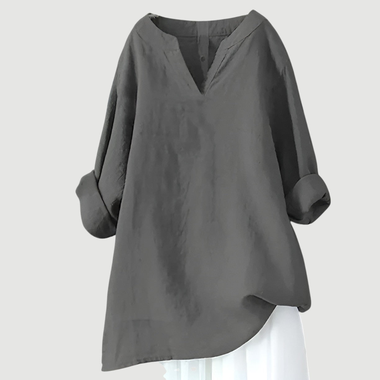 Women's V Neck Blouse – Grey
