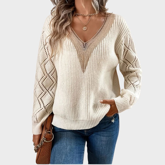 Women's V Neck Long Sleeve Sweater