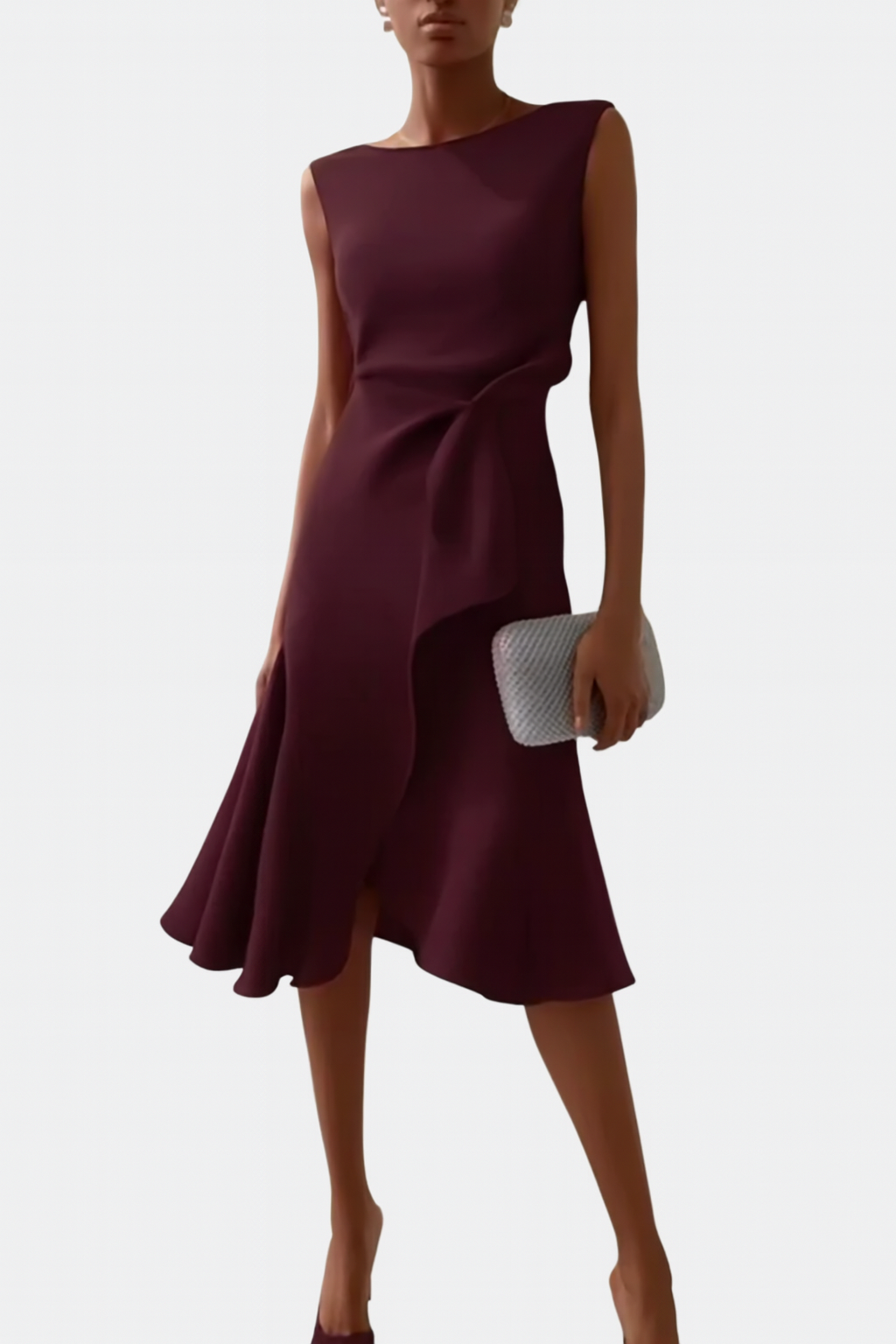 Women's Midi Dress – Burgundy