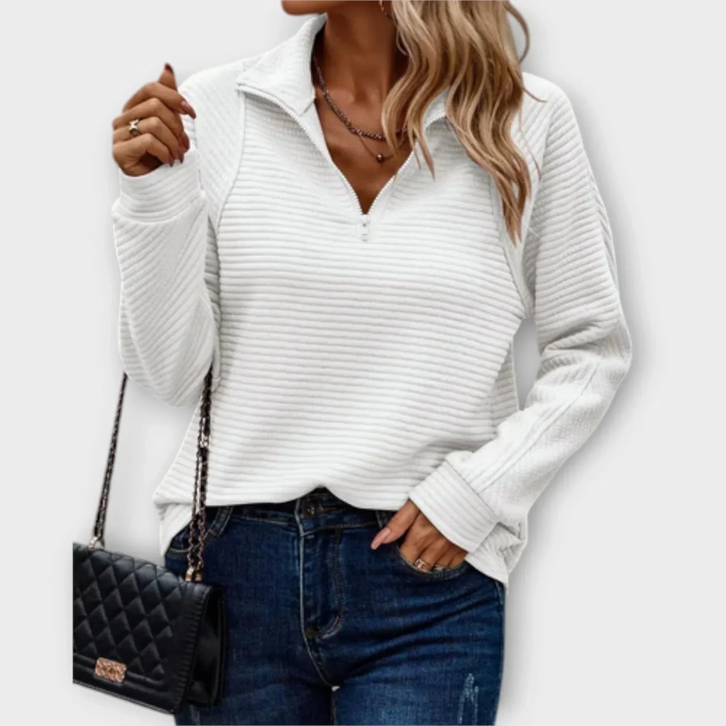 Women's Long Sleeve Pullover – White