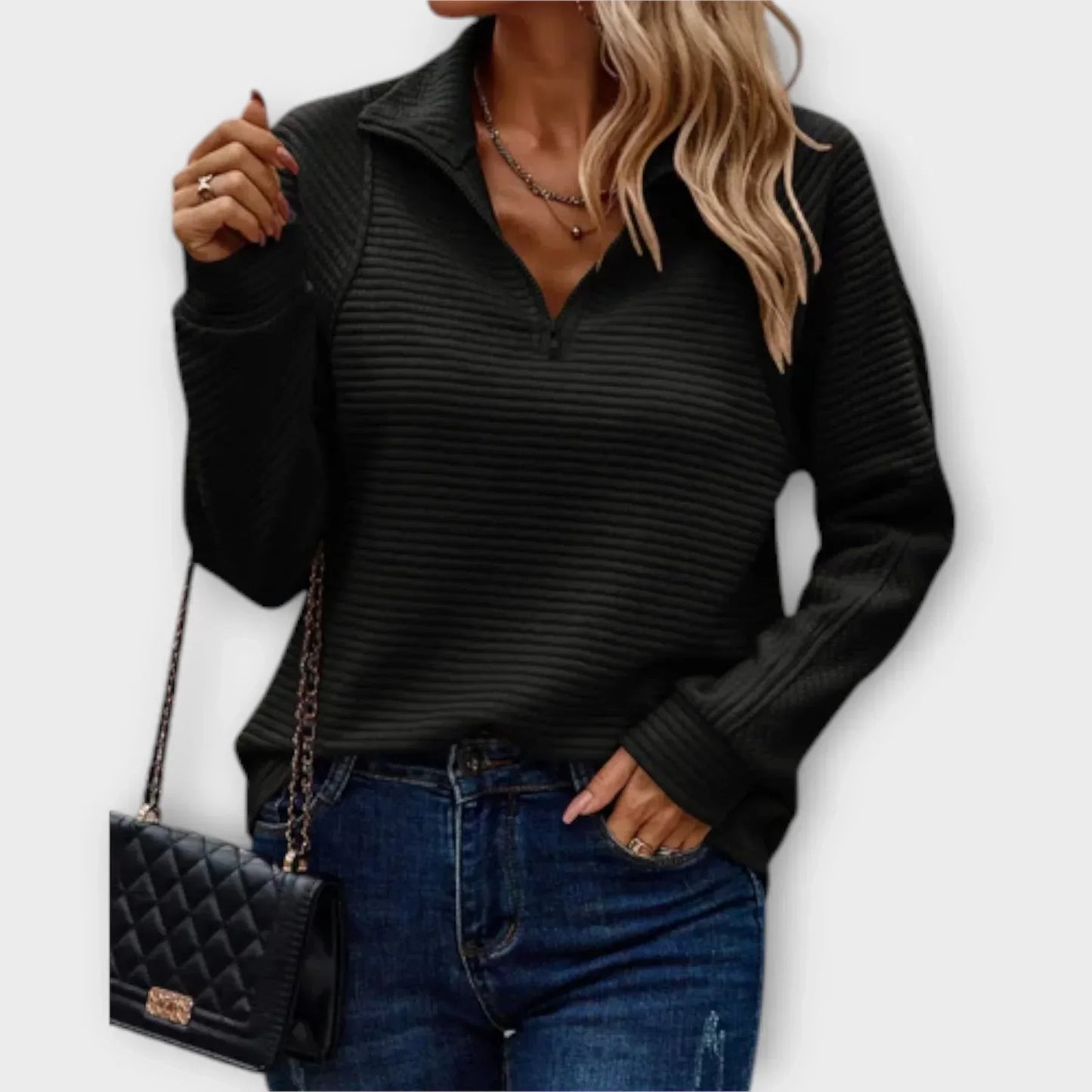 Women's Long Sleeve Pullover – Black