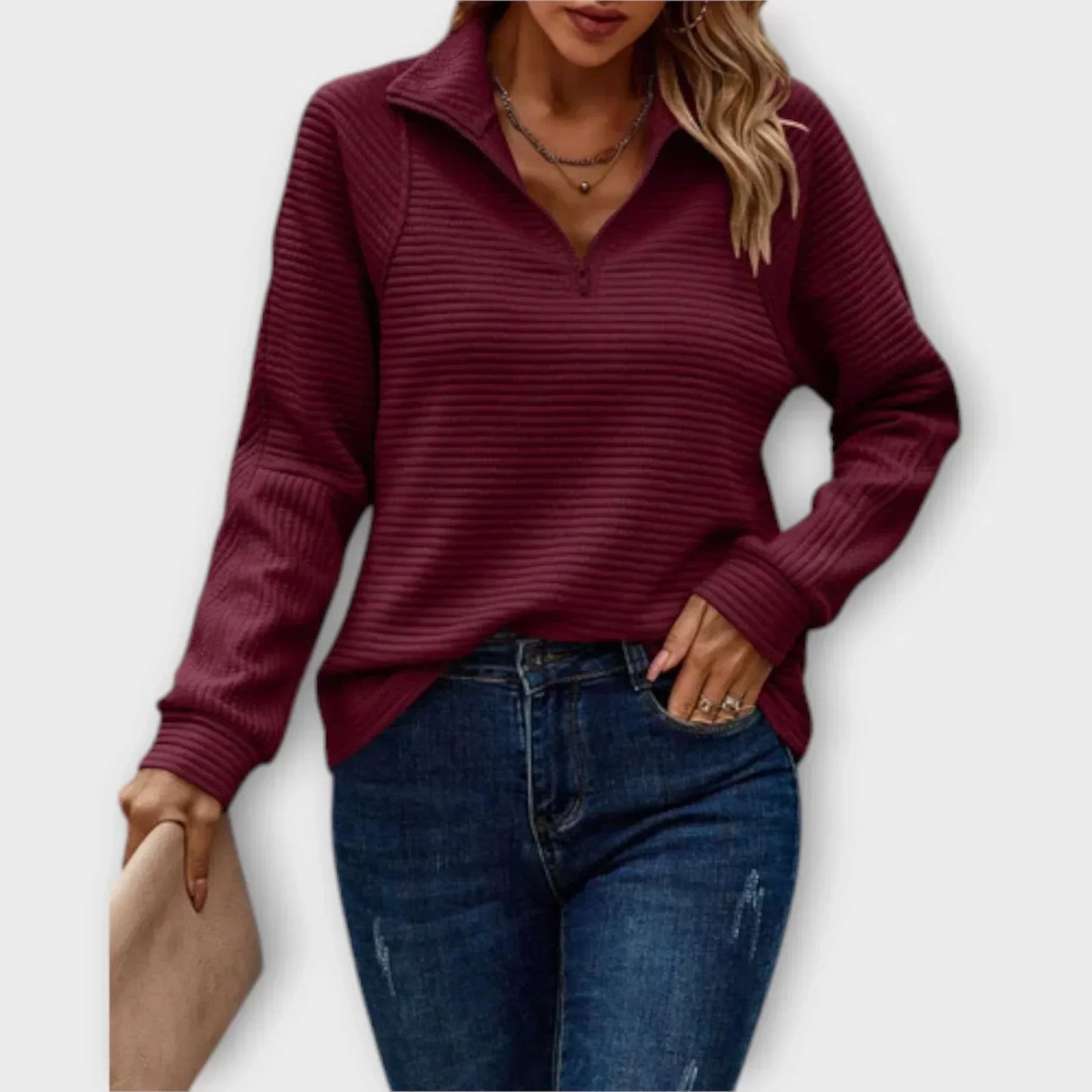 Women's Long Sleeve Pullover – Red
