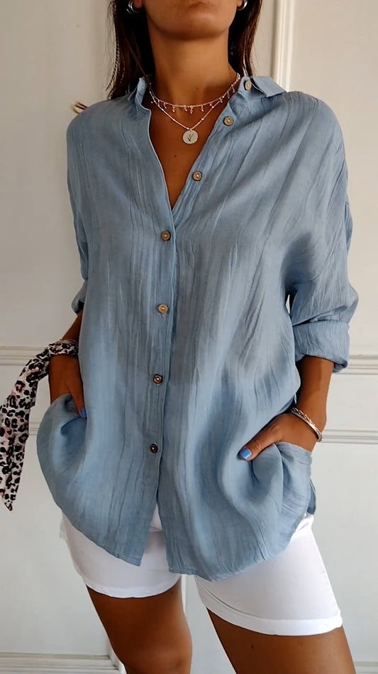 Women's Long Sleeve Blouse – Blue