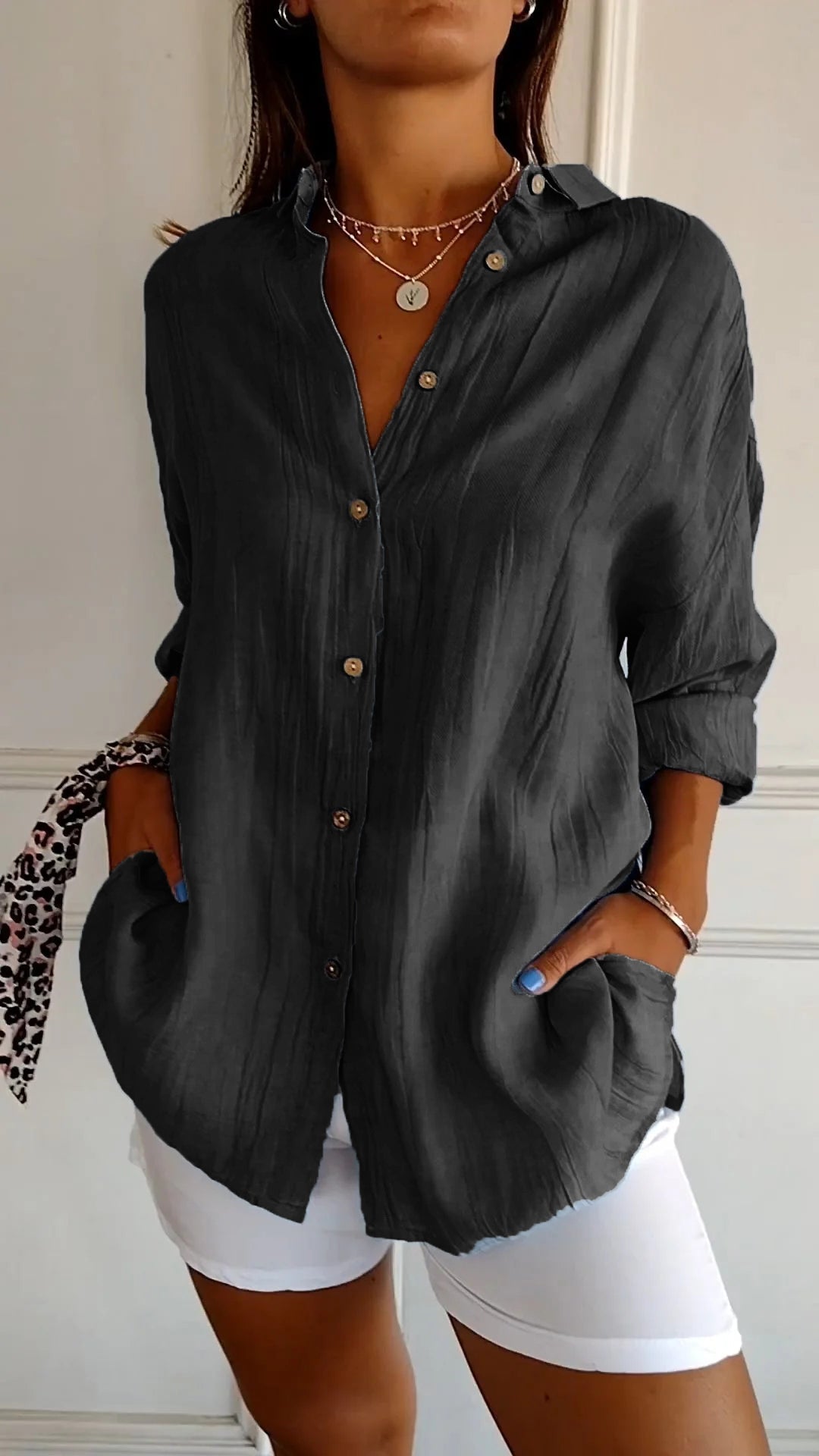 Women's Long Sleeve Blouse – Black