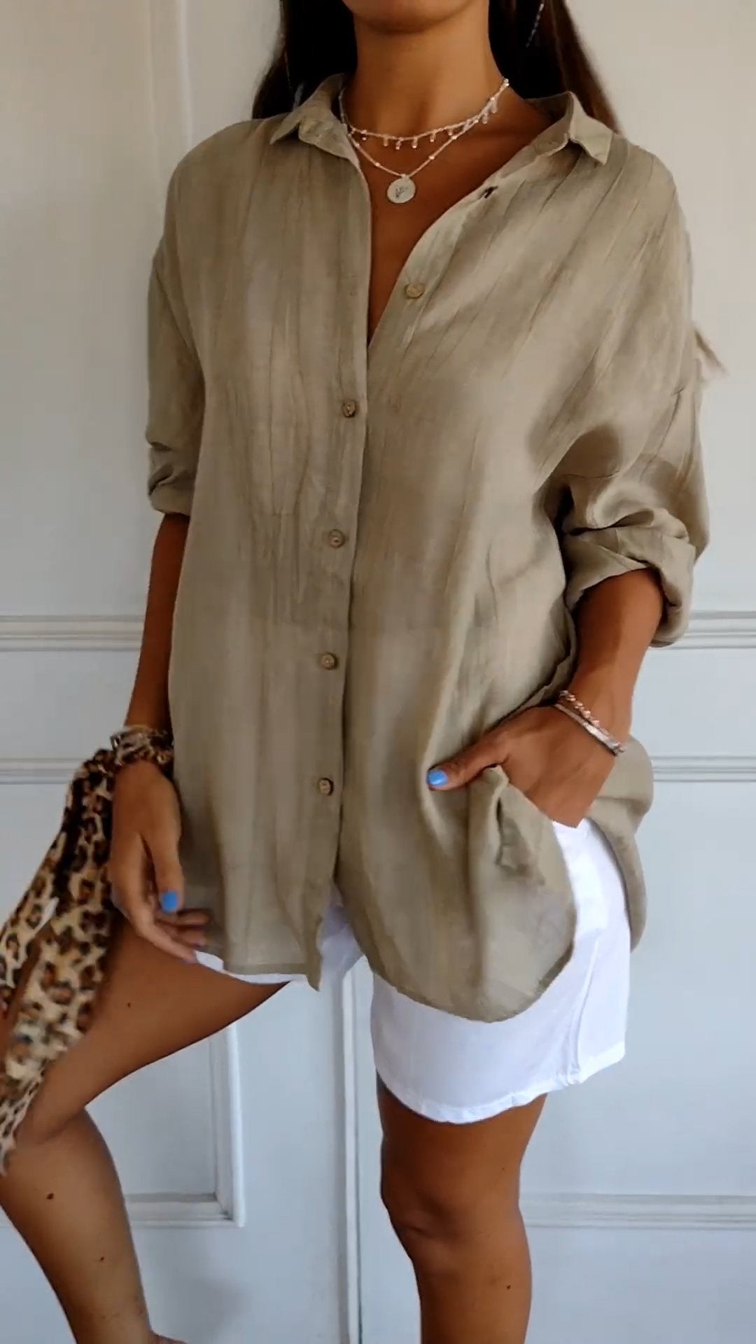 Women's Long Sleeve Blouse – Brown