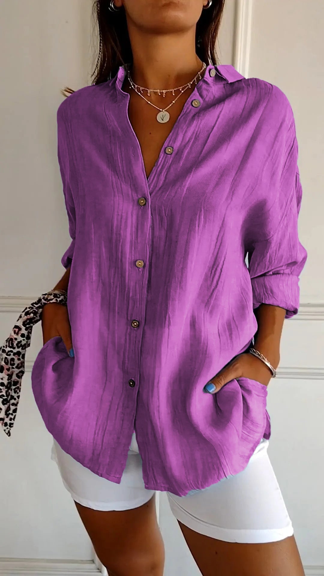 Women's Long Sleeve Blouse – Purple