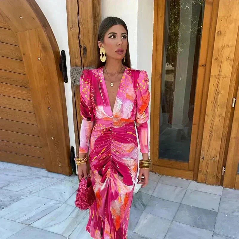 Women's Wrap Maxi Dress – Pink