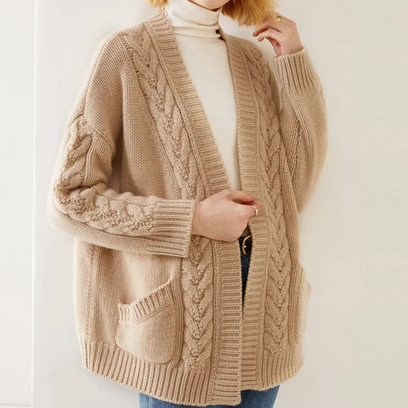 Women's Long Sleeve Cardigan – Khaki
