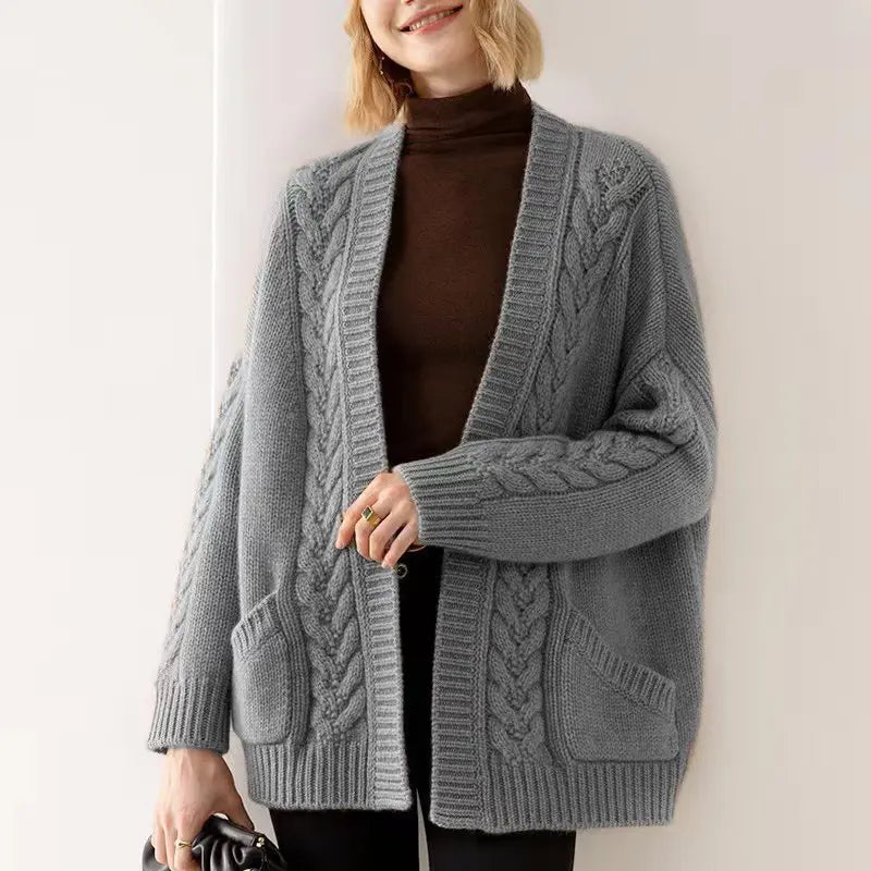 Women's Long Sleeve Cardigan – Grey