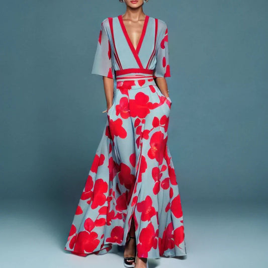 Women's V Neck Maxi Dress
