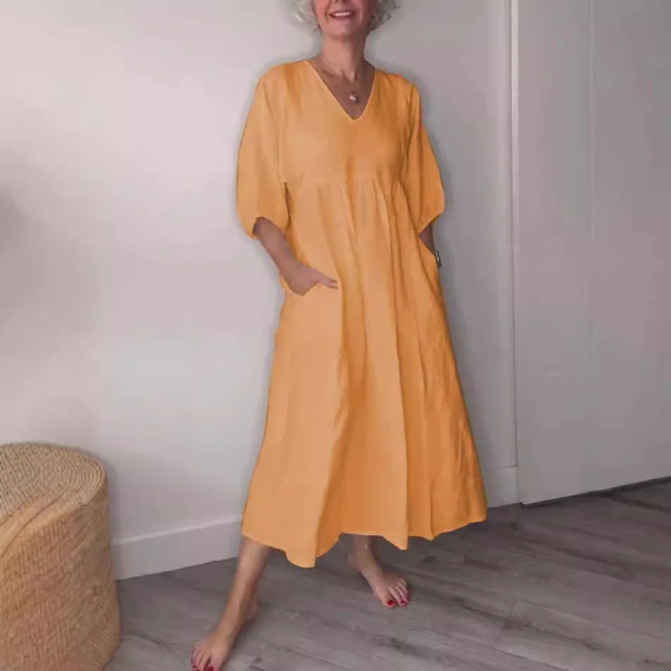 Women's V Neck Midi Dress