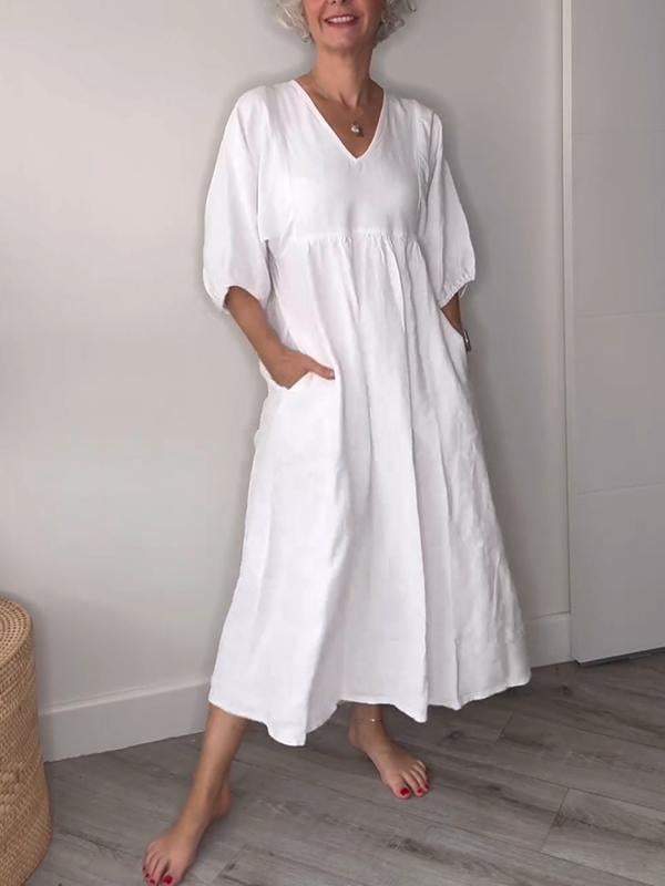 Women's V Neck Midi Dress
