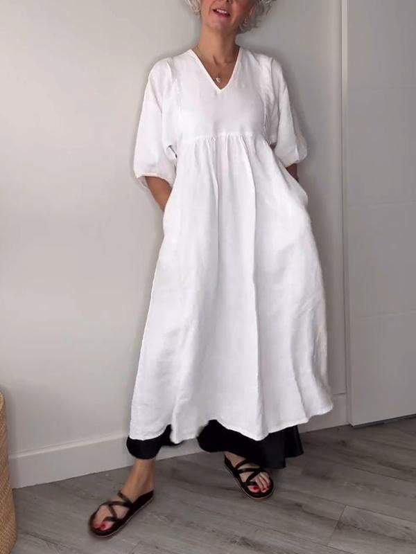 Women's V Neck Midi Dress
