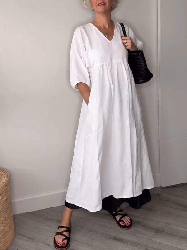 Women's V Neck Midi Dress
