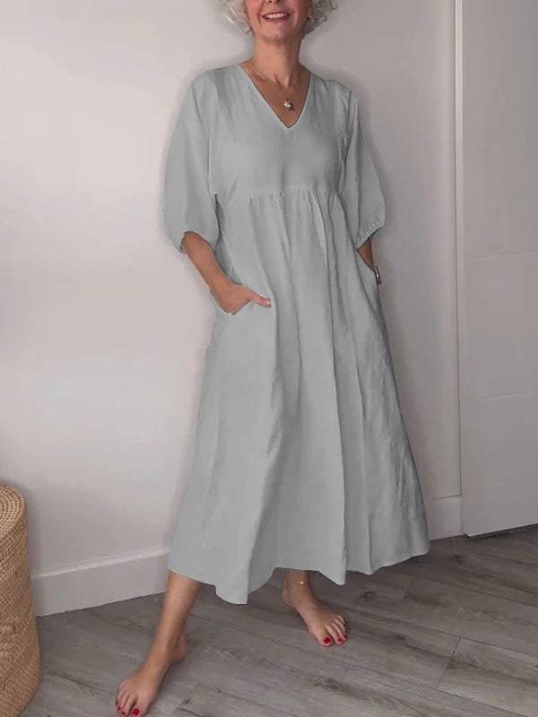 Women's V Neck Midi Dress