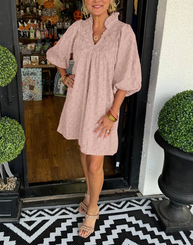 Women's V Neck Mini Dress – Pink