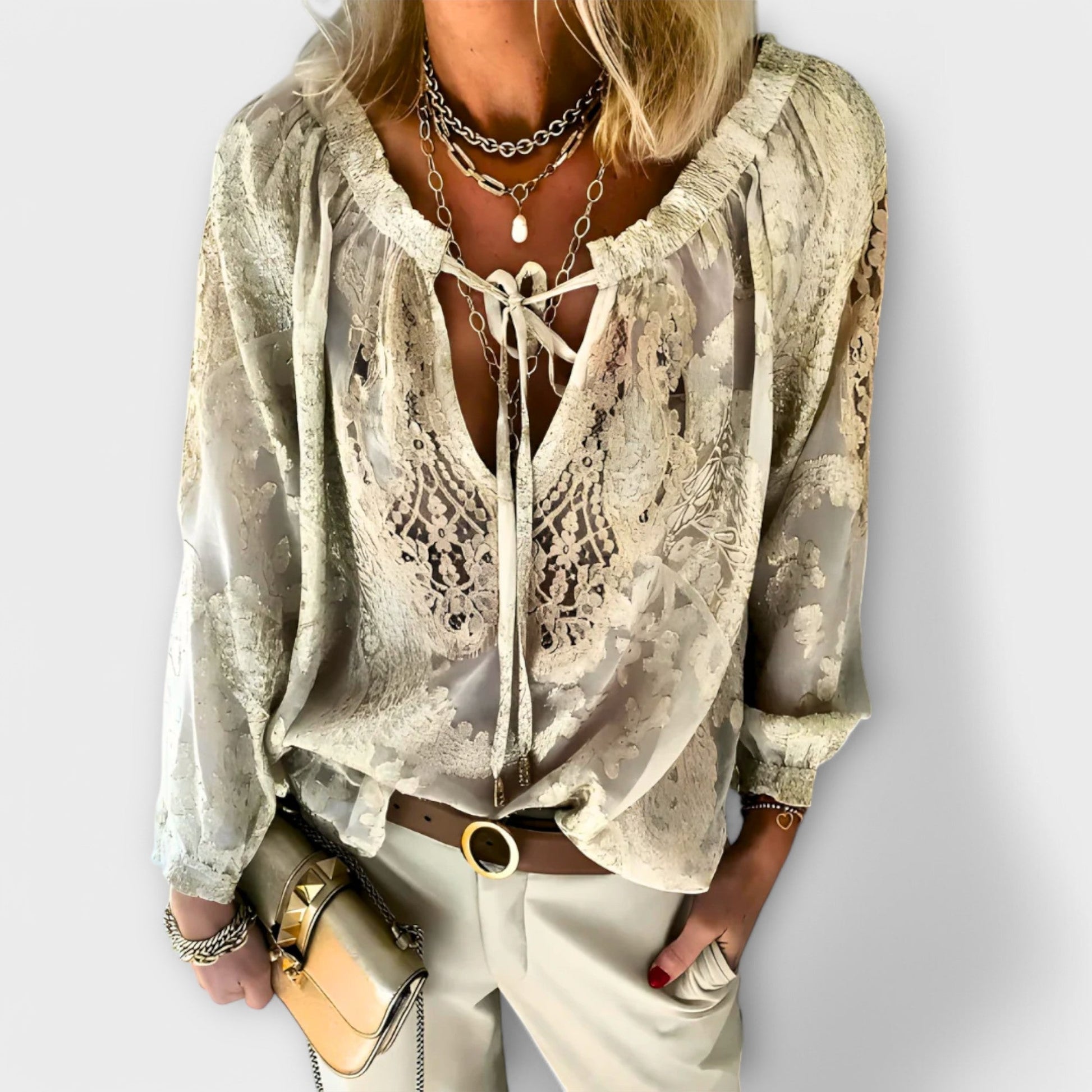 Women's V Neck Long Sleeve Blouse
