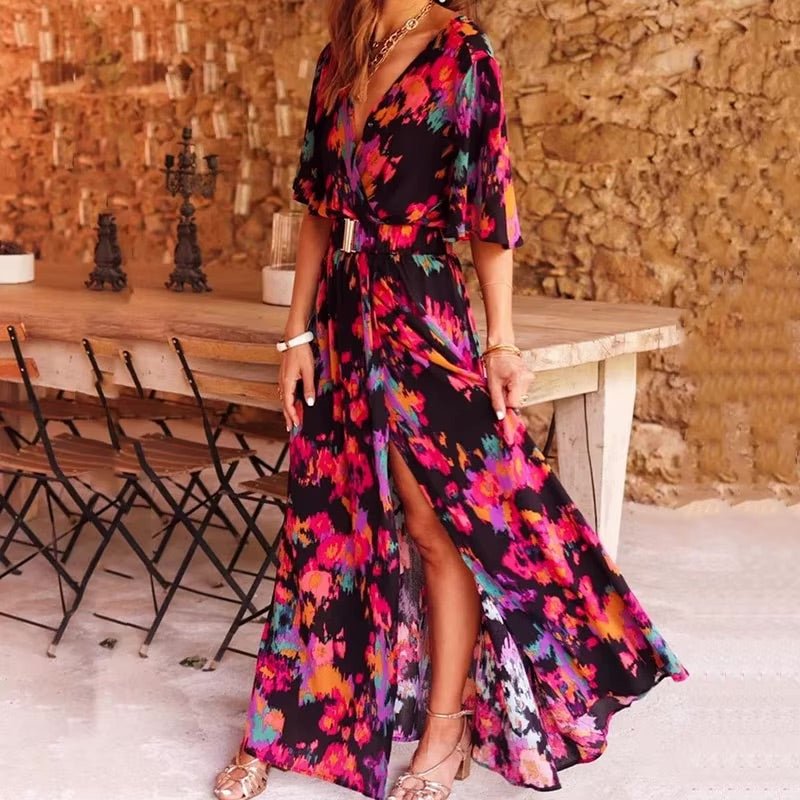 Women's Wrap Maxi Dress – Black