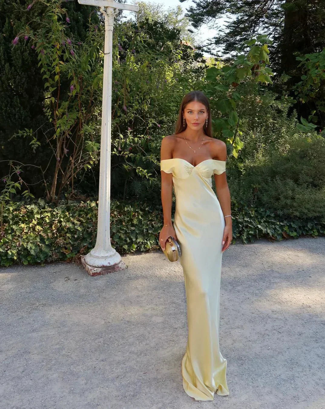 Women's Off Shoulder Evening Maxi Dress
