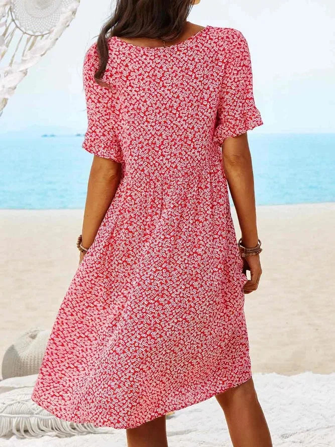Women's V Neck Midi Dress