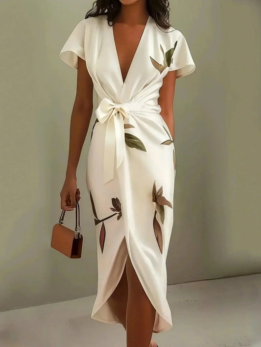 Women's Wrap Midi Dress – White