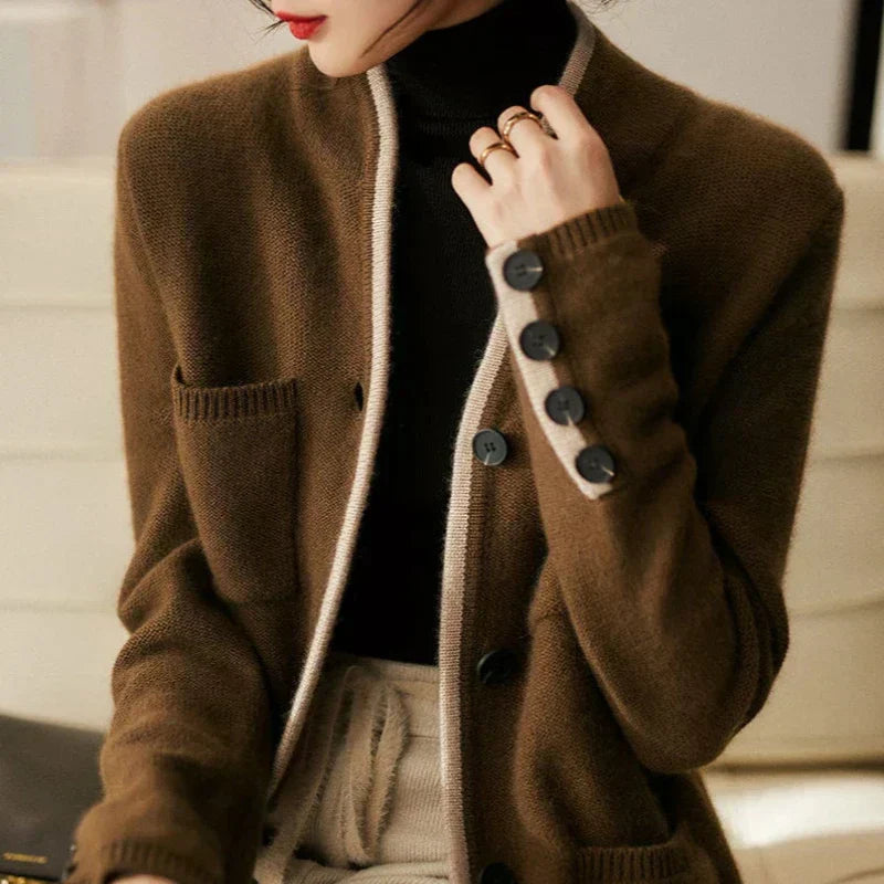 Women's Long Sleeve Cardigan – Brown