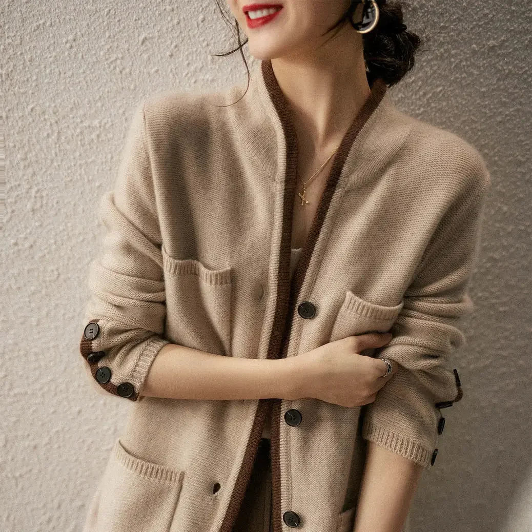 Women's Long Sleeve Cardigan – Beige