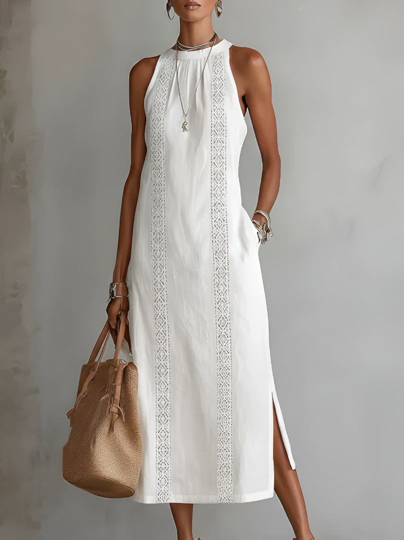 Women's Halter Maxi Dress – White