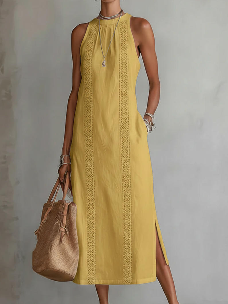 Women's Halter Maxi Dress – Yellow