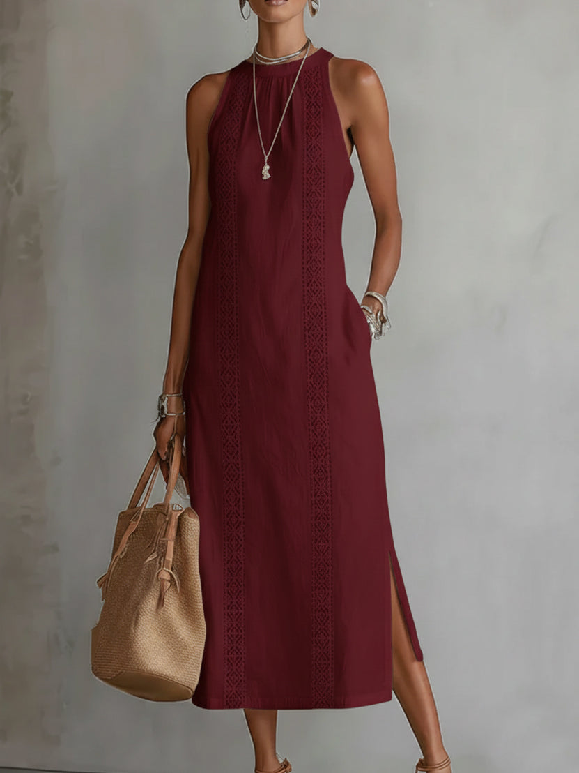 Women's Halter Maxi Dress – Red