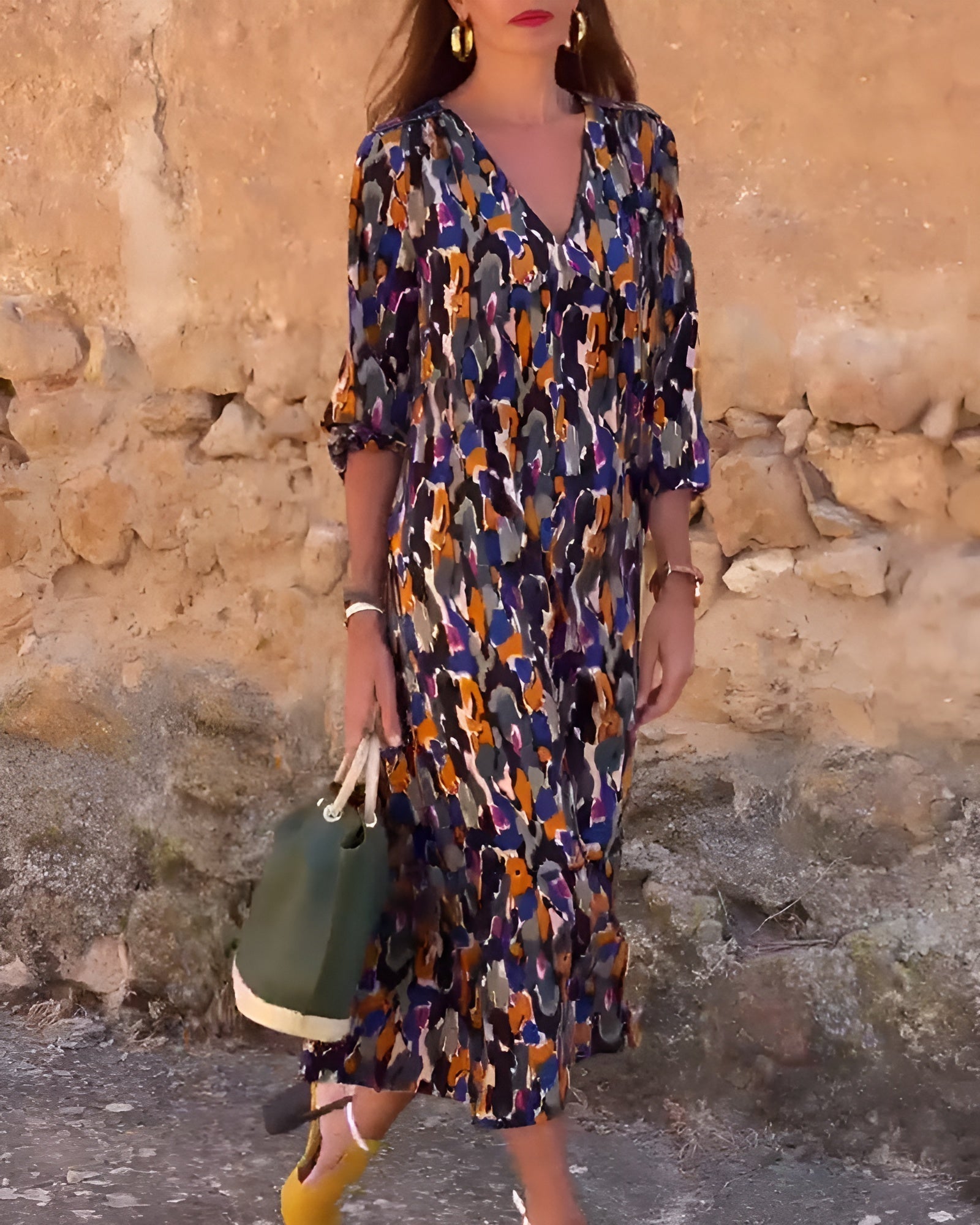 Women's V Neck Maxi Dress