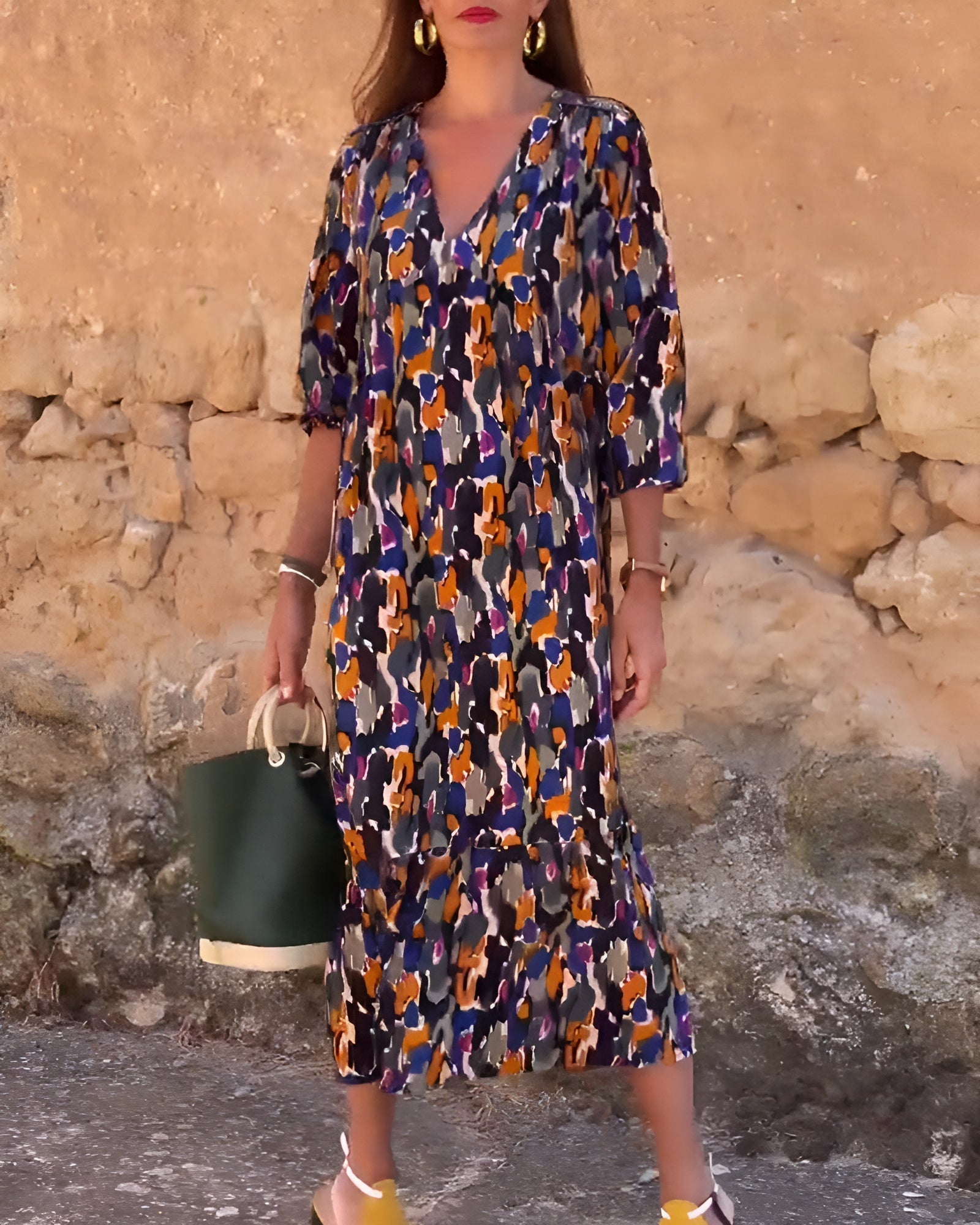Women's V Neck Maxi Dress