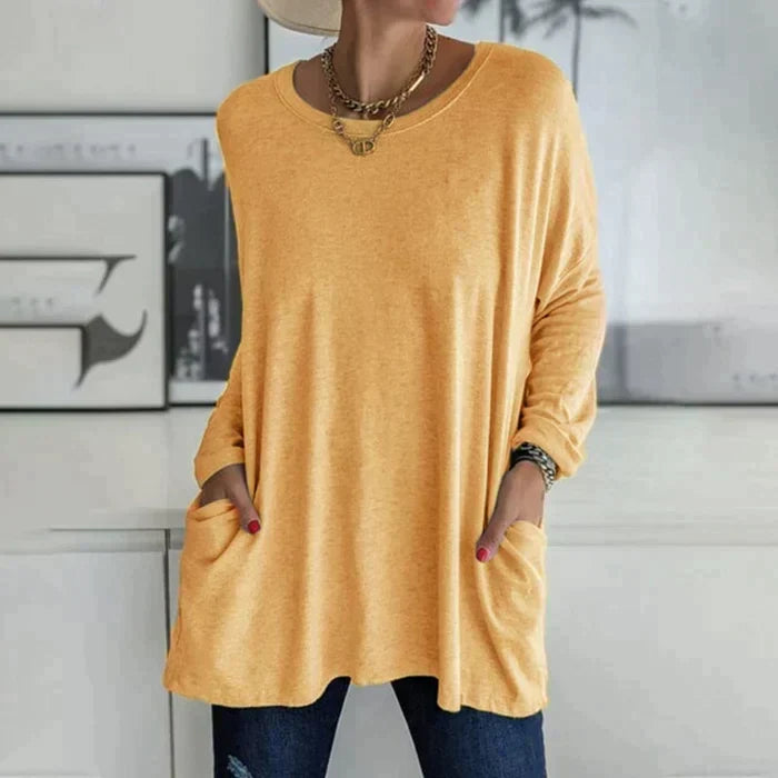 Women's Long Sleeve Blouse – Orange