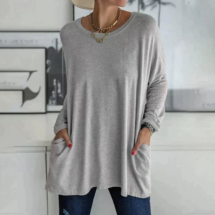 Women's Long Sleeve Blouse – Grey
