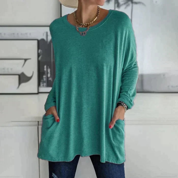 Women's Long Sleeve Blouse – Turquoise